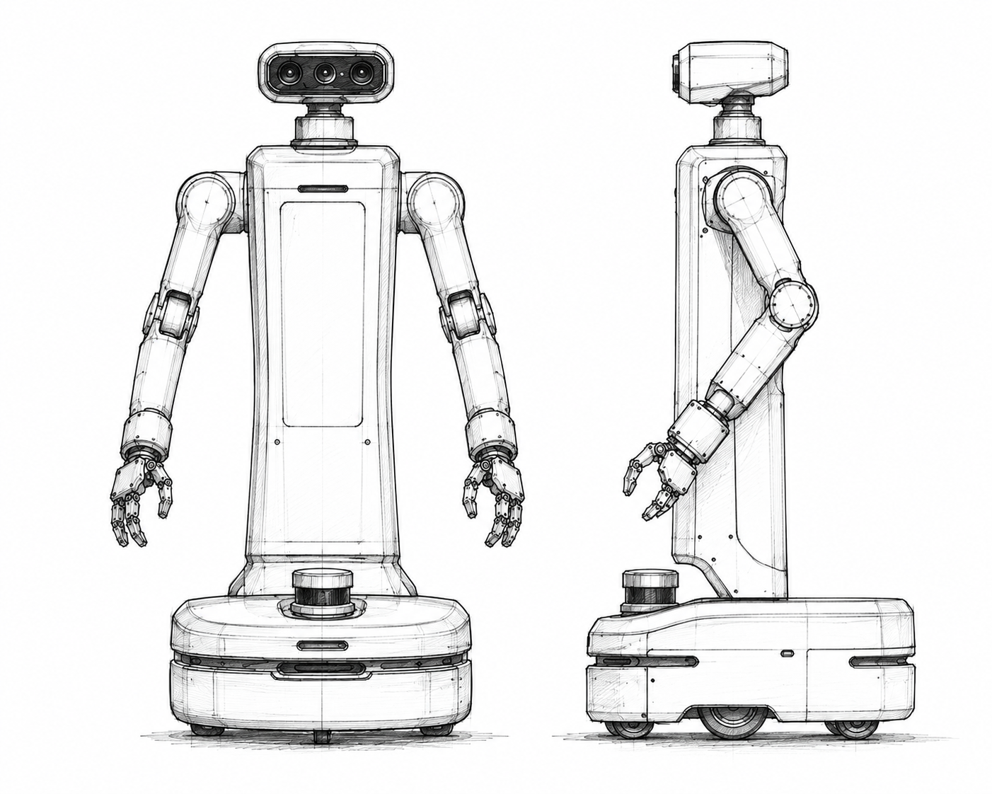 Technical sketch of a mobile care robot concept